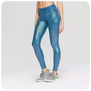 Joy Lab Women's Blue Shimmer 7/8 Mid-Rise Legging
